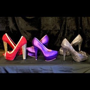 Three Pairs of Women’s Stiletto Elegant Shoes
